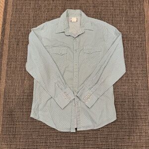 Wrangler Men's Blue Patterned Button-Down Shirt